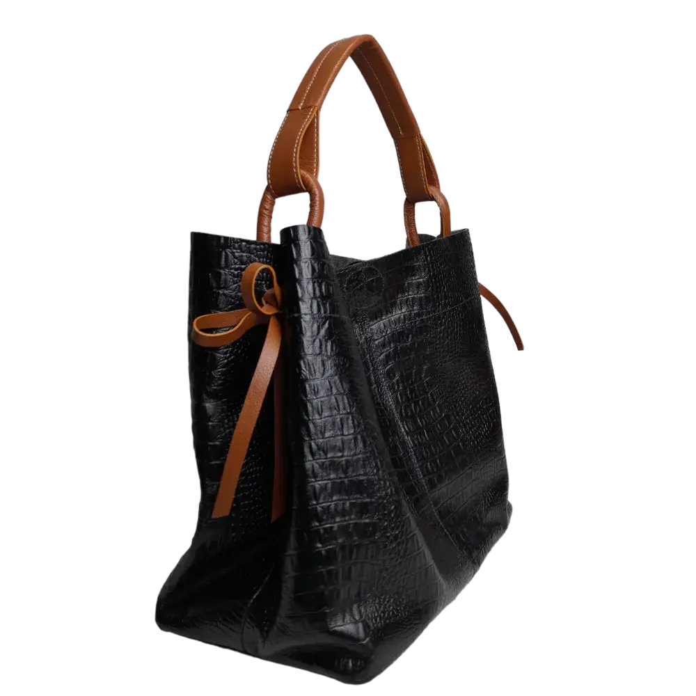 Bolso de Cuero para Damas Aubrey Reptil Schwarz