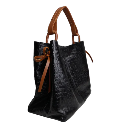 Bolso de Cuero para Damas Aubrey Reptil Schwarz