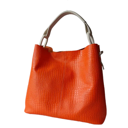 Bolso de Cuero para Damas Aubrey Reptil Naranja
