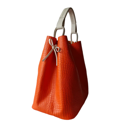 Bolso de Cuero para Damas Aubrey Reptil Naranja
