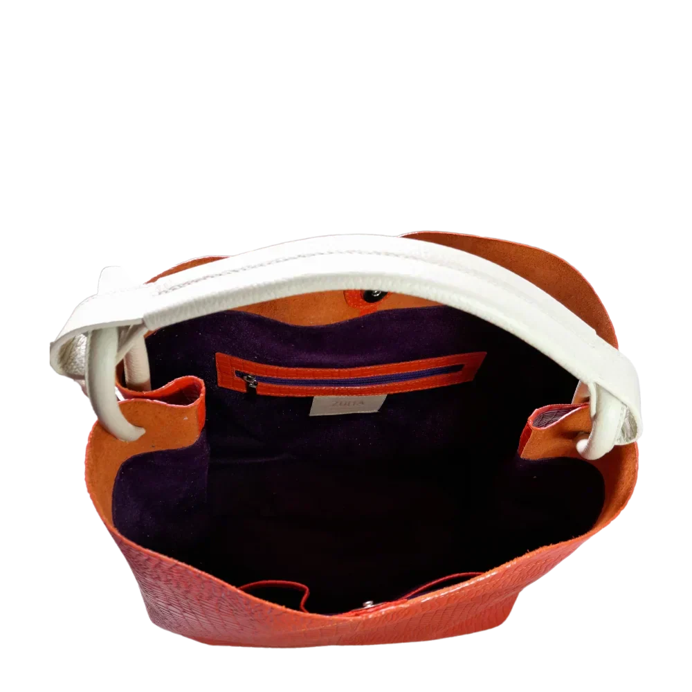 Bolso de Cuero para Damas Aubrey Reptil Naranja