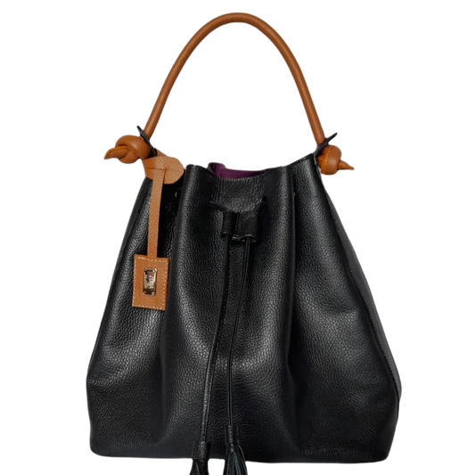 Bolso de cuero negro para damas de Jade