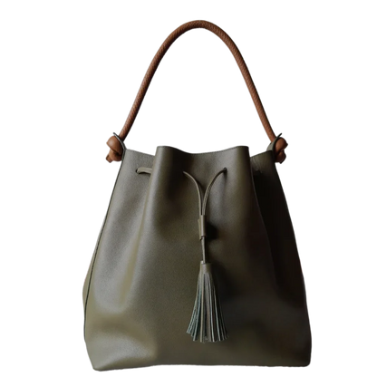 Bolso de mano de cuero en jade oliva para damas