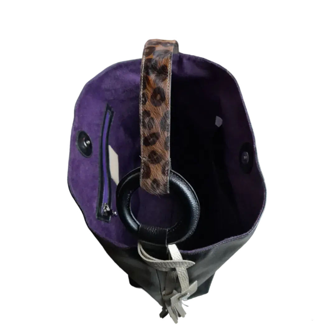 Bolso de mano Nora de cuero negro