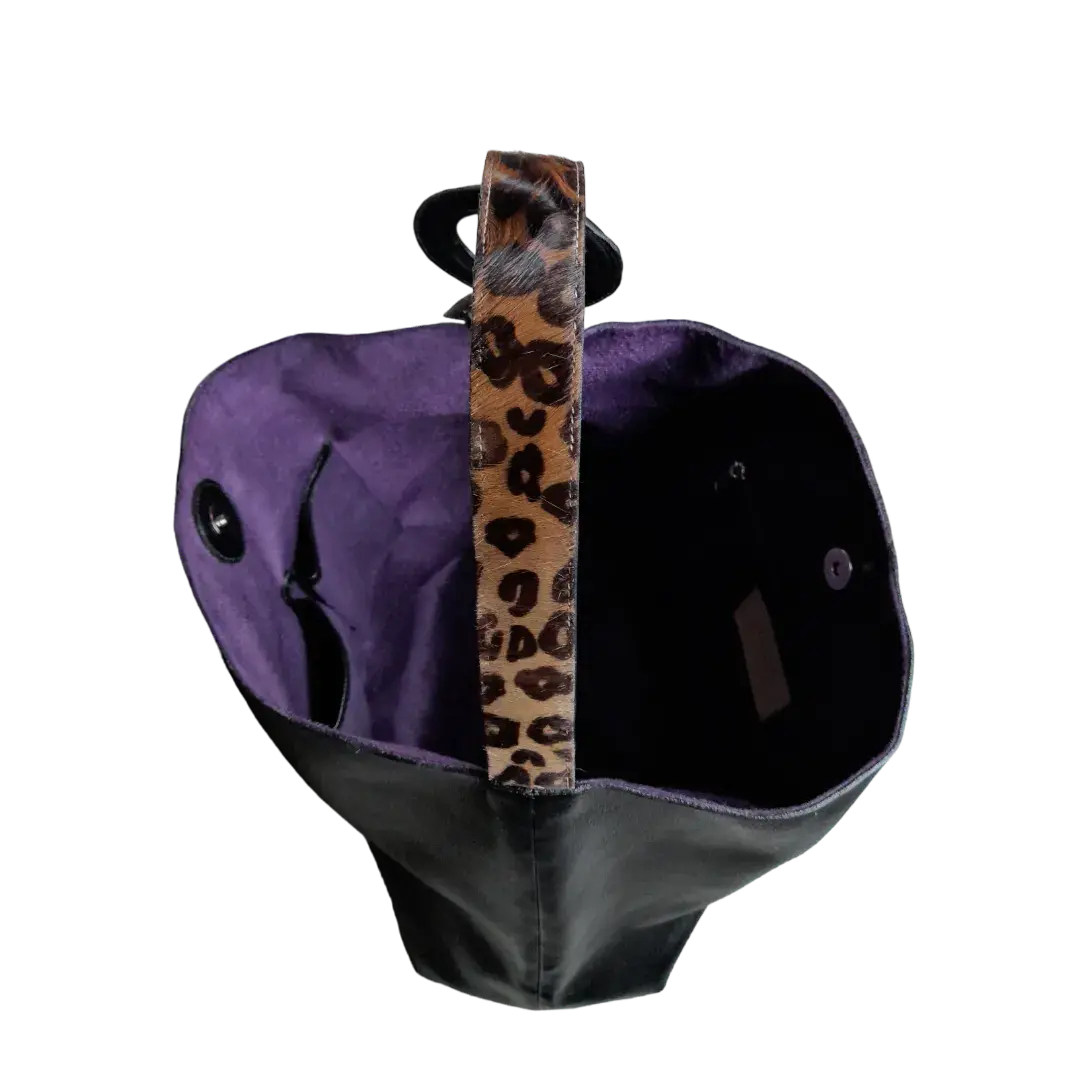 Bolso de mano Nora de cuero negro