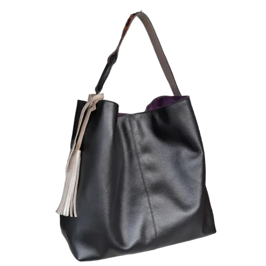 Bolso de mano Nora de cuero negro