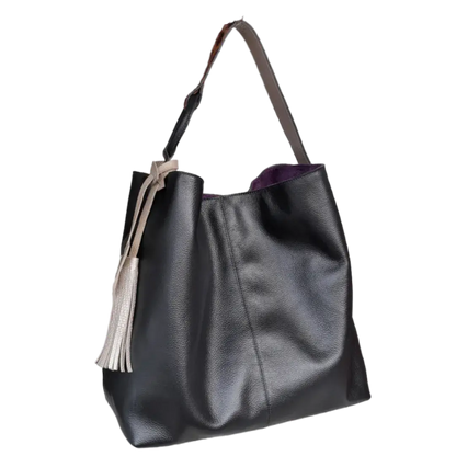 Bolso de mano Nora de cuero negro