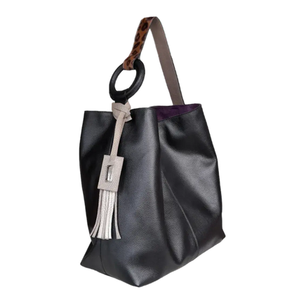 Bolso de mano Nora de cuero negro