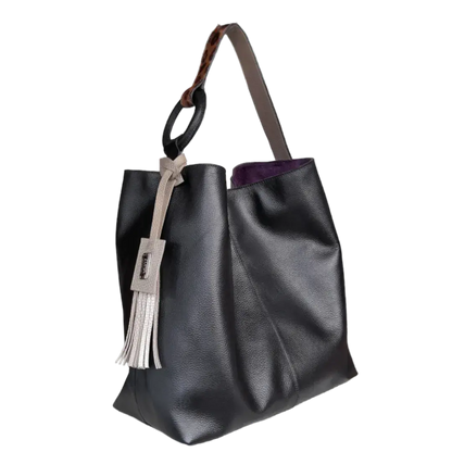 Bolso de mano Nora de cuero negro