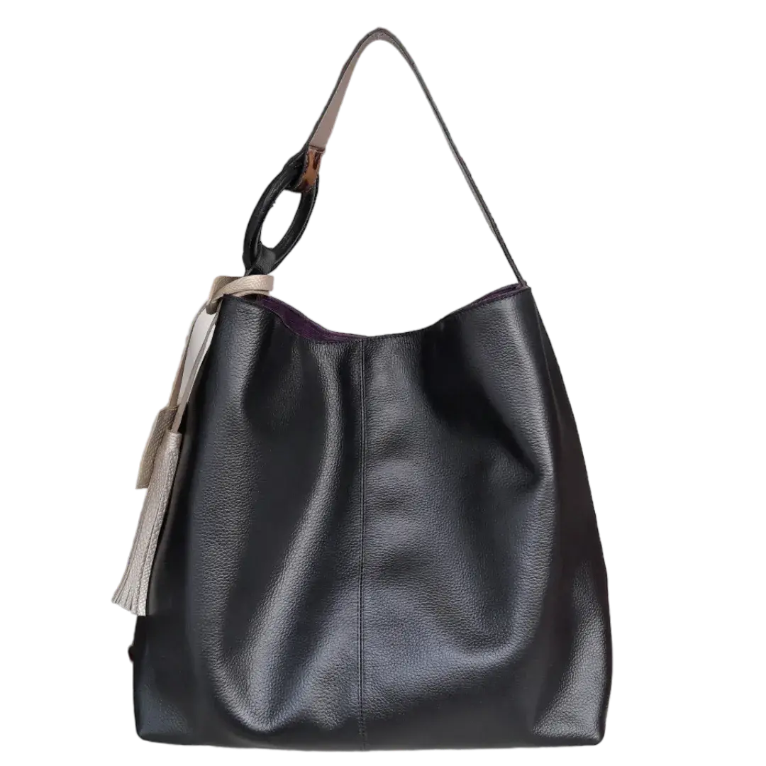 Bolso de mano Nora de cuero negro