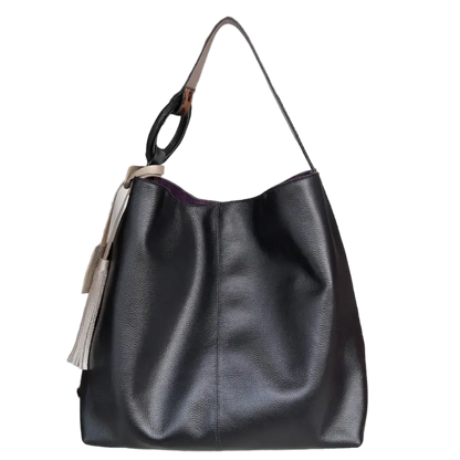 Bolso de mano Nora de cuero negro