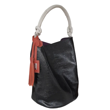 Bolso de mano de piel de reptil para damas Olivia Schwarze