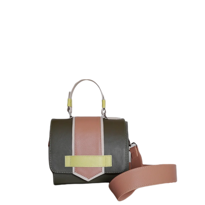 Bolso de mano de cuero verde oliva para damas