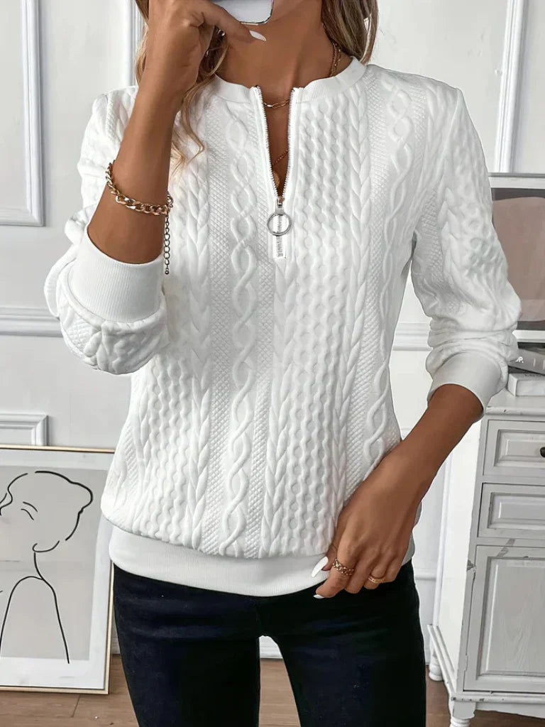 Thalienne | Cable Knit Zip Sweater