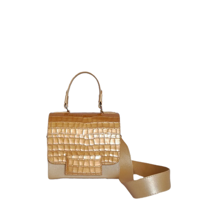 Bolso de mano de cuero para mujer Elizabeth Coquito en aspecto de oro blanco