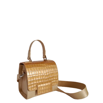Bolso de mano de cuero para mujer Elizabeth Coquito en aspecto de oro blanco