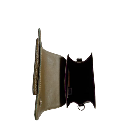 Bolso de mano de cuero para damas Elizabeth Glavial en verde oliva