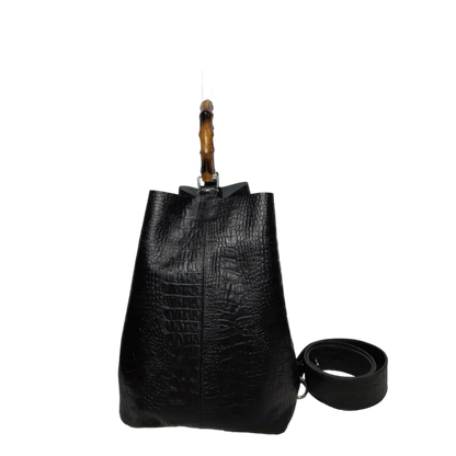 Claire Damenhandtasche aus schwarzem Reptilleder