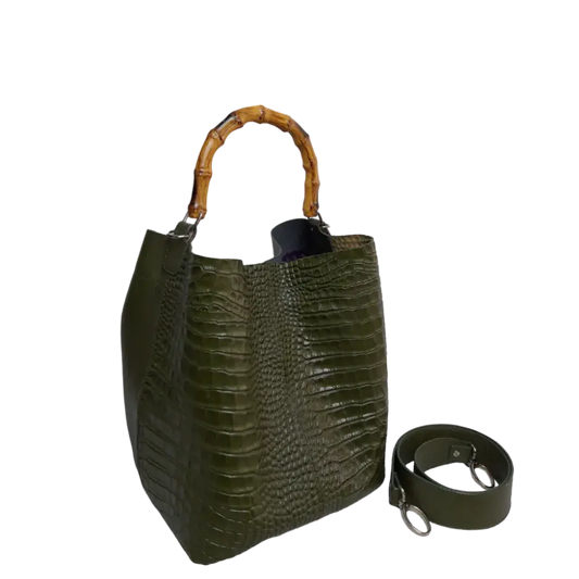 Claire Glavial Bolsa de Cuero para Damas en Verde Oliva