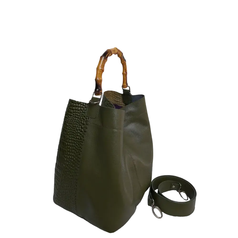 Claire Glavial Bolsa de Cuero para Damas en Verde Oliva
