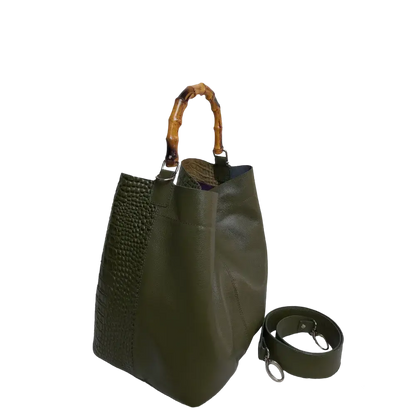 Claire Glavial Bolsa de Cuero para Damas en Verde Oliva
