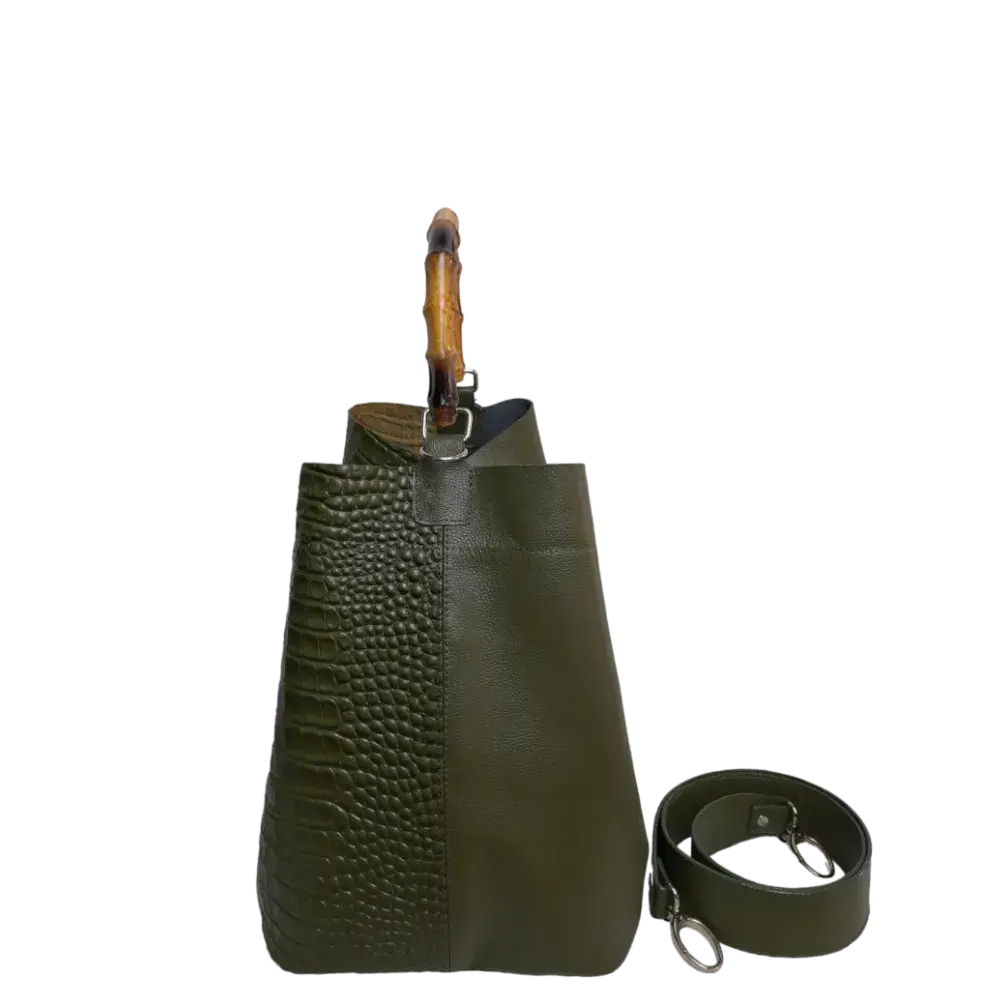 Claire Glavial Bolsa de Cuero para Damas en Verde Oliva
