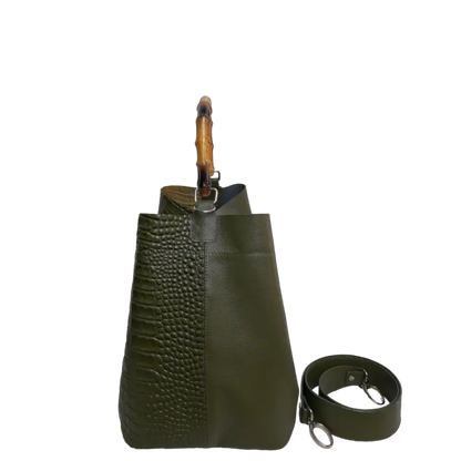 Claire Glavial Bolsa de Cuero para Damas en Verde Oliva