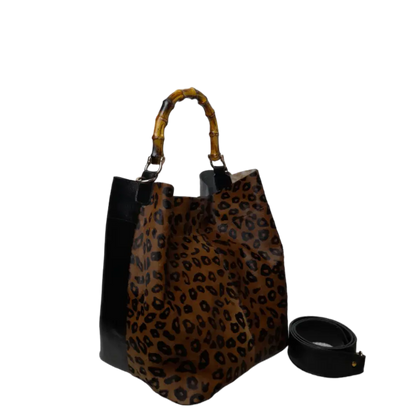 Claire Jaguar y bolso de cuero negro para damas