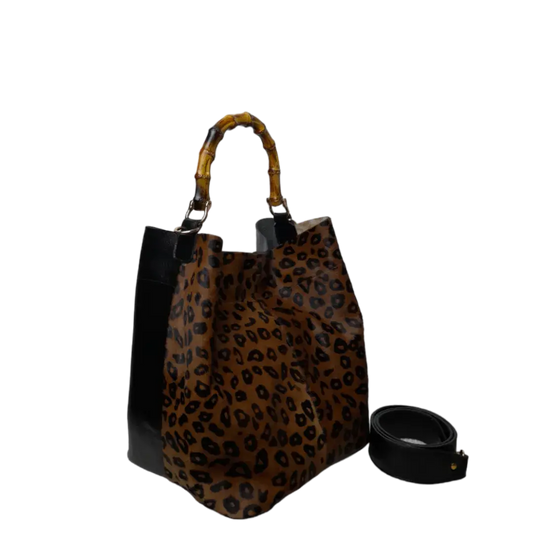 Claire Jaguar y bolso de cuero negro para damas