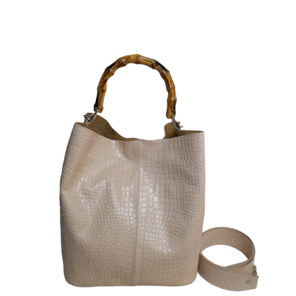 Bolso de mano Claire en diseño de reptil nude