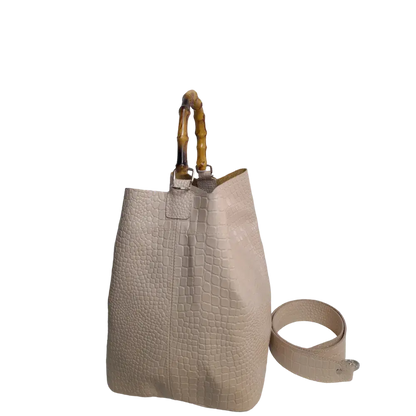 Bolso de mano Claire en diseño de reptil nude