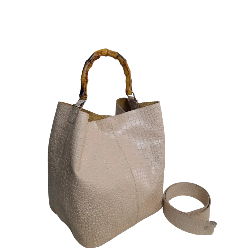 Bolso de mano Claire en diseño de reptil nude