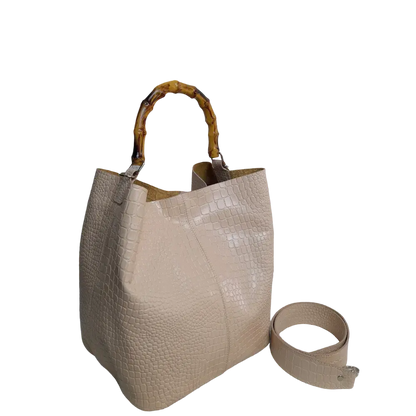 Bolso de mano Claire en diseño de reptil nude