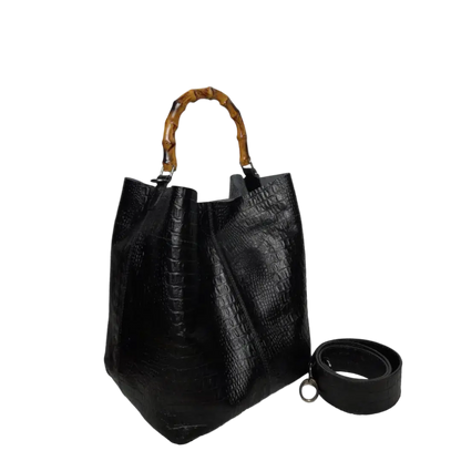 Claire Damenhandtasche aus schwarzem Reptilleder
