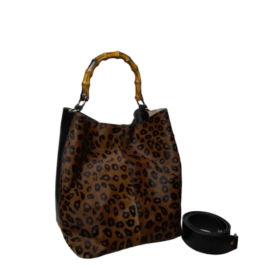Claire Jaguar y bolso de cuero negro para damas