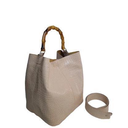 Bolso de mano Claire en diseño de reptil nude