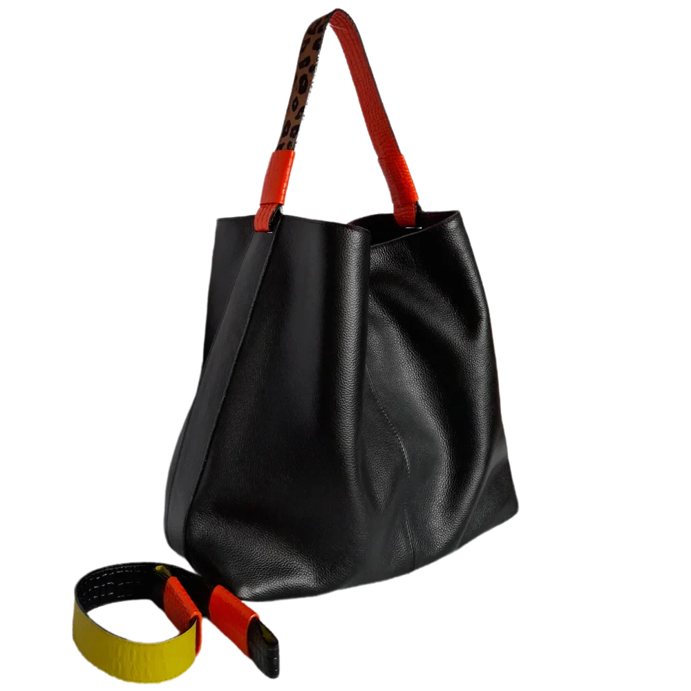 Bolso de mano para dama Addison de cuero negro