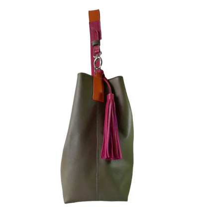 Bolso de mano de cuero para mujer en verde oliva Serenity