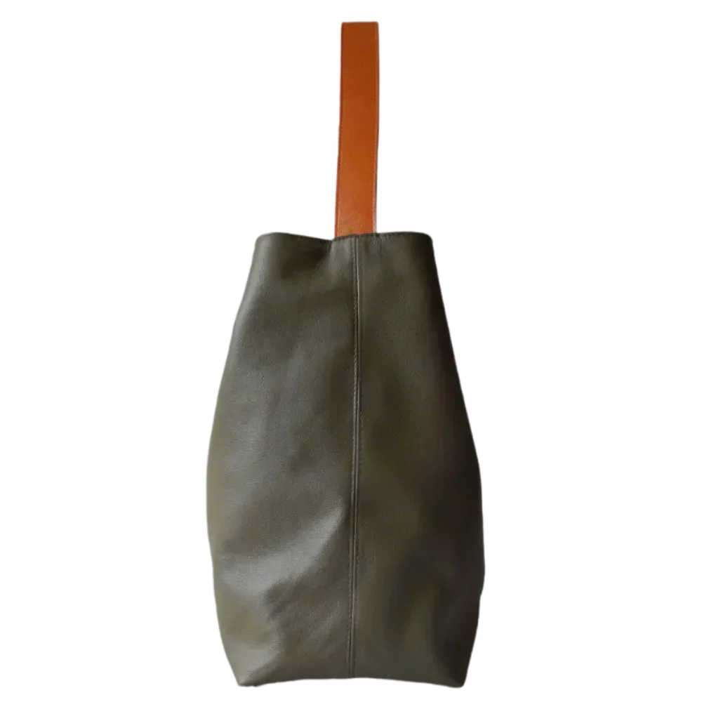 Bolso de mano de cuero para mujer en verde oliva Serenity