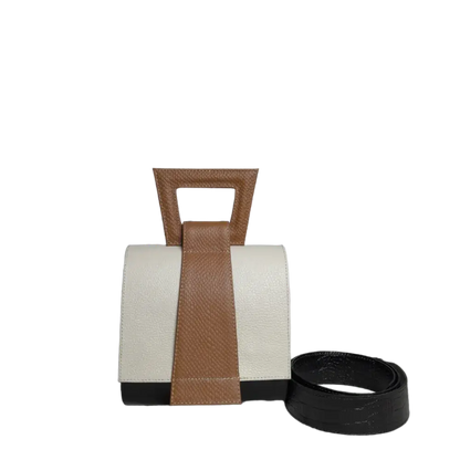 Clara Reptil Schwarze Lederhandtasche für Damen mit Babypuder