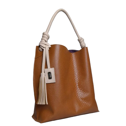 Bolso de Cuero para Damas Fernanda Anaconda Honey