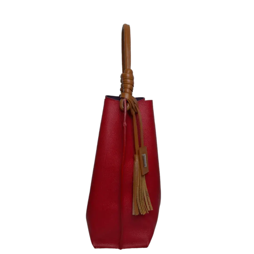 Bolso de mano de cuero rojo Fernanda para damas