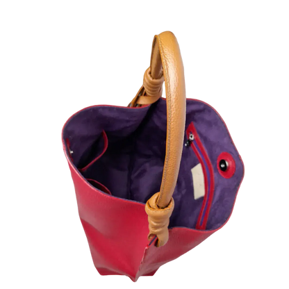 Bolso de mano de cuero rojo Fernanda para damas