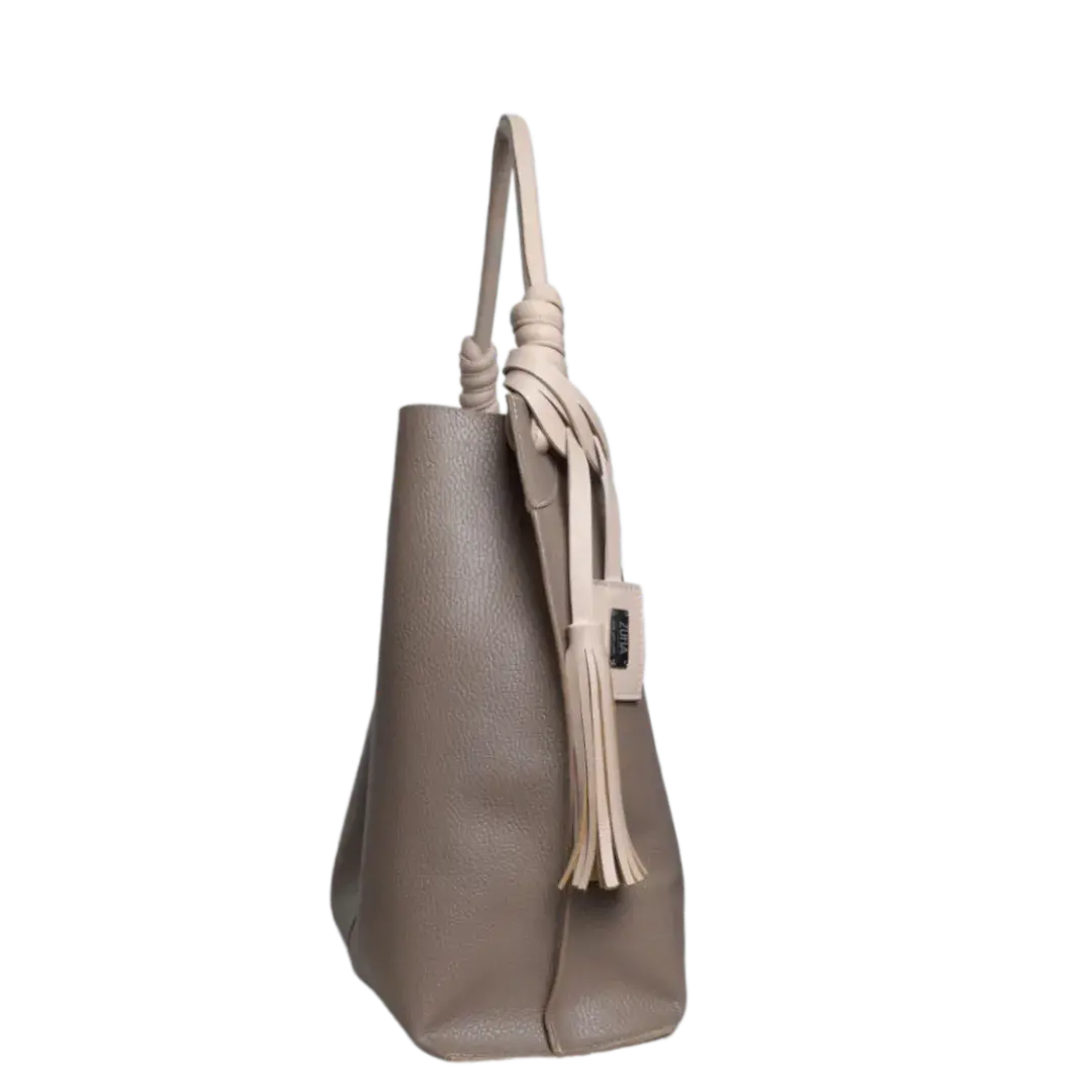 Bolso de mano para mujer Fernanda Taupe de cuero