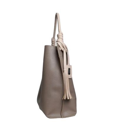 Bolso de mano para mujer Fernanda Taupe de cuero