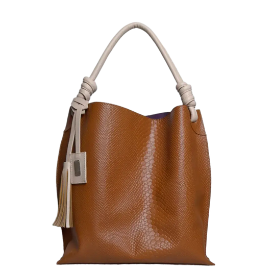 Bolso de Cuero para Damas Fernanda Anaconda Honey