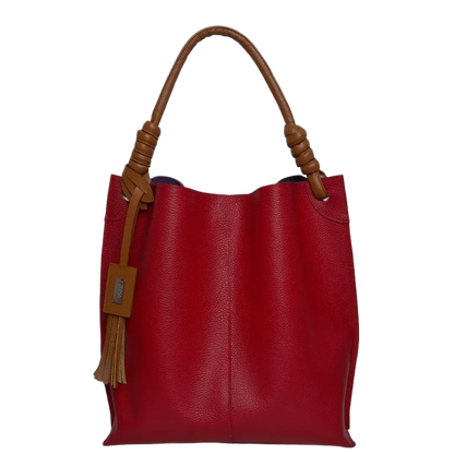 Bolso de mano de cuero rojo Fernanda para damas