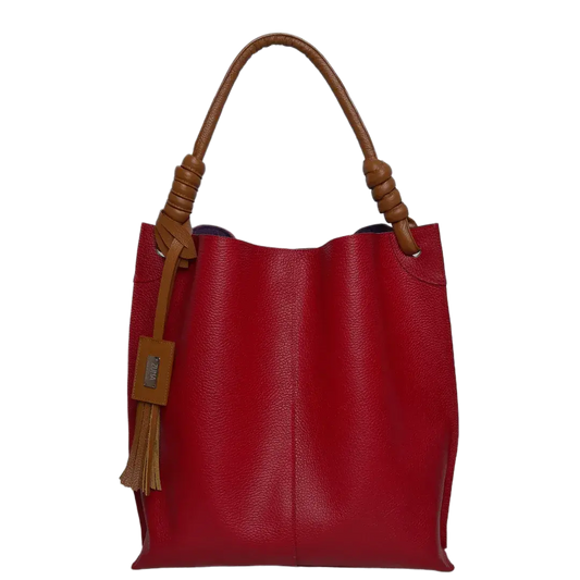 Bolso de mano de cuero rojo Fernanda para damas