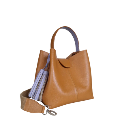 Lucia Kleine Bolsa de Mano de Cuero Color Miel para Damas