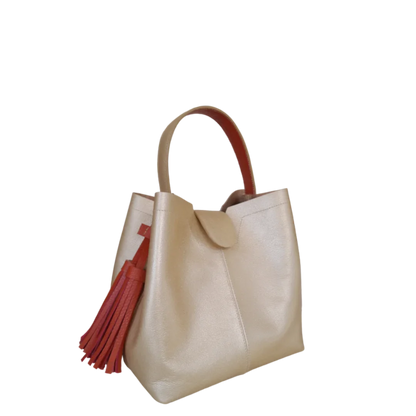 Bolso de mano de cuero pequeño Lucia Gold para mujeres